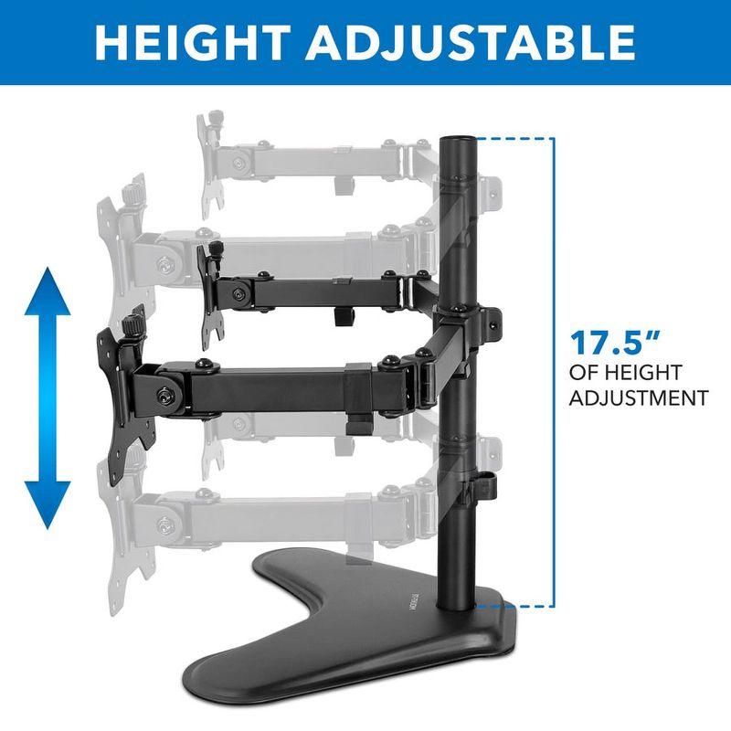 Mount-It! Double Monitor Desk Stand Fits 21 - 32 Inch Computer Screens | Freestanding Base | 2 Heavy Duty Full Motion Adjustable Arms