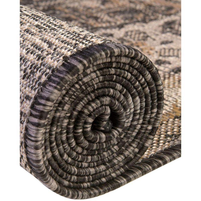 Unique Loom 9' 0 x 12' 0 Rectangle Indoor/Outdoor Traditional Charcoal Area Rug