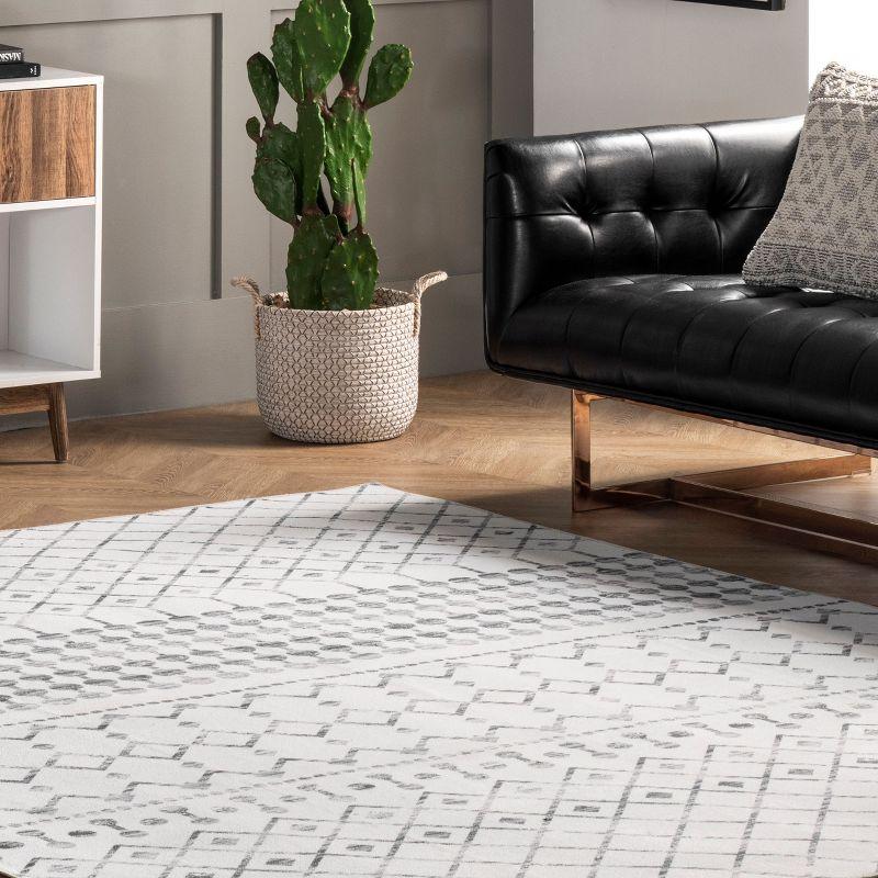 Nuloom Moroccan Blythe Pet Friendly Machine Washable Area Rug, Square 6' x 6', Grey