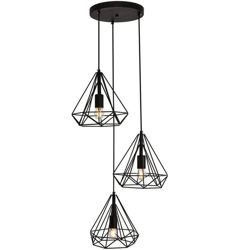 Elegant Lighting Jago Collection Pendant D18.1 H24.3 Lt:3 Black Finish