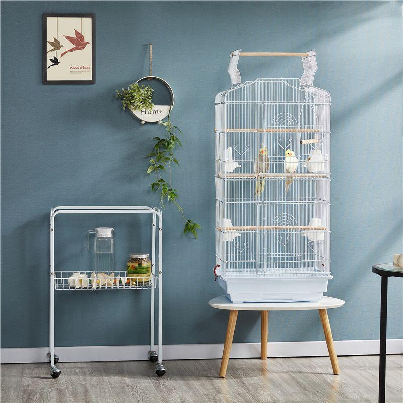 Yaheetech Open Top Metal Bird Cage Large Rolling Parrot Cage With Stand