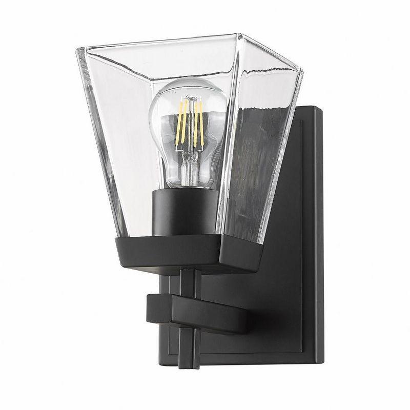 Lauren Matte Black 8.5" Modern Wall Sconce with Clear Flared Glass