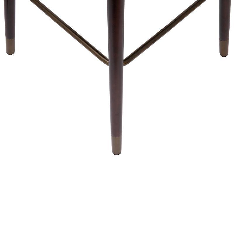 Walnut Finish Mid-Back Barstool with Brown LeatherSoft and Bronze Accents