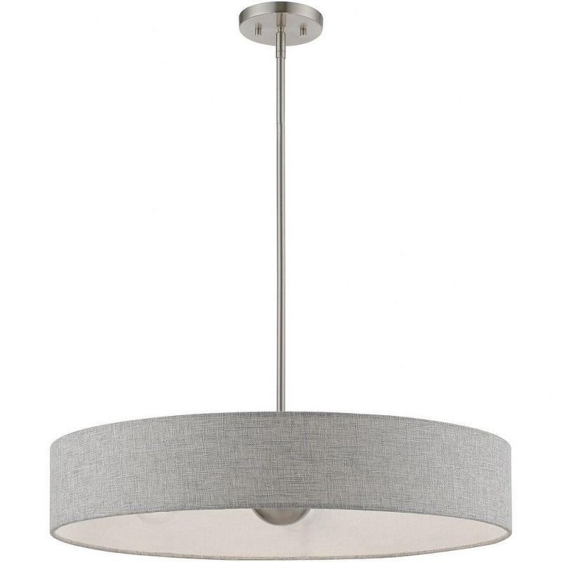 Livex Lighting Elmhurst 5 - Light Pendant in  Brushed Nickel/Shiny White