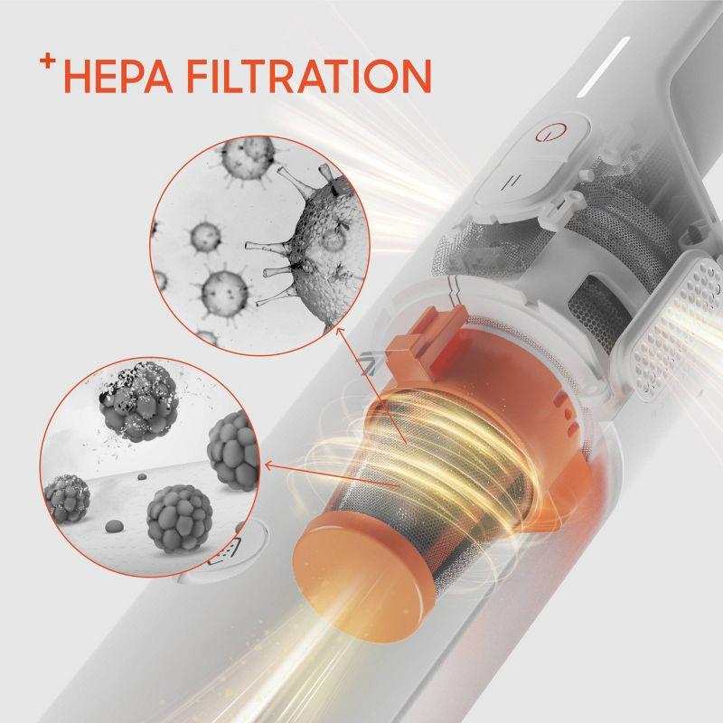 Sharper Image Handheld Vacuum with High-Speed 120W Brushless Motor, Cordless White: Portable, Bagless, HEPA Filter, Multi-Surface