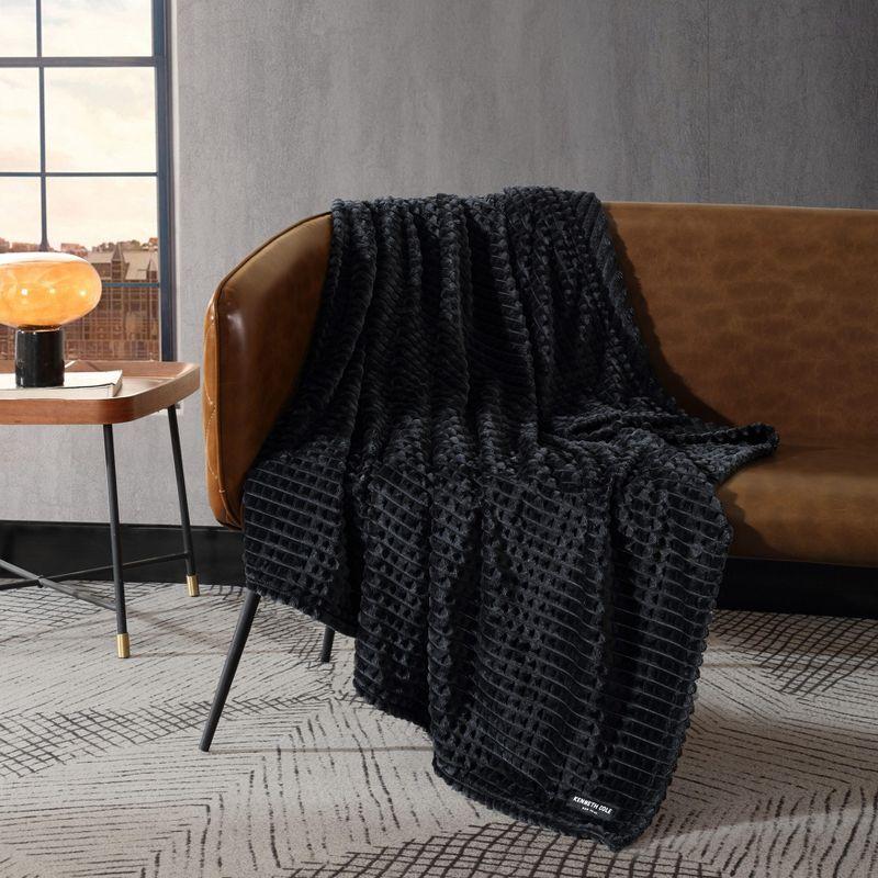 Kenneth Cole Textured Solid Plush Throw Blanket