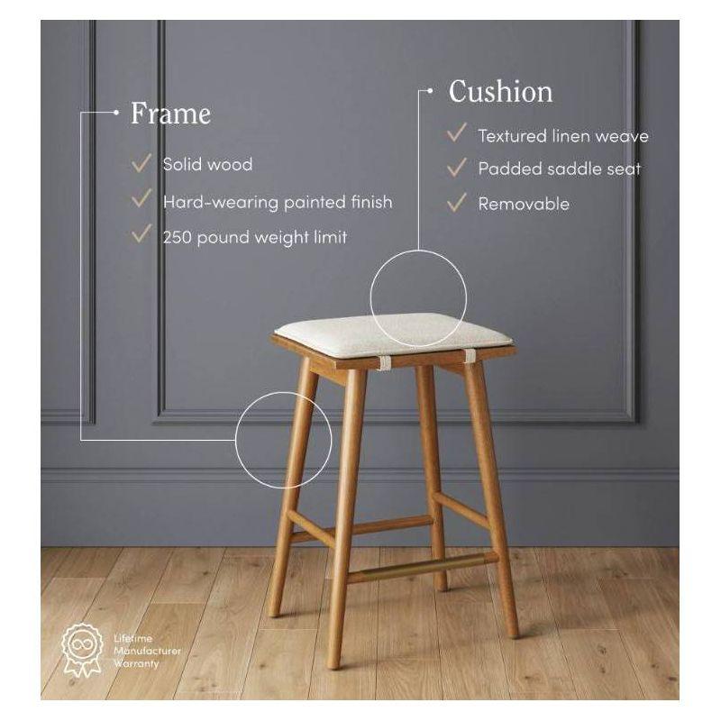 Nathan James Barker Upholstered Counter Stool with Solid Wood Frame