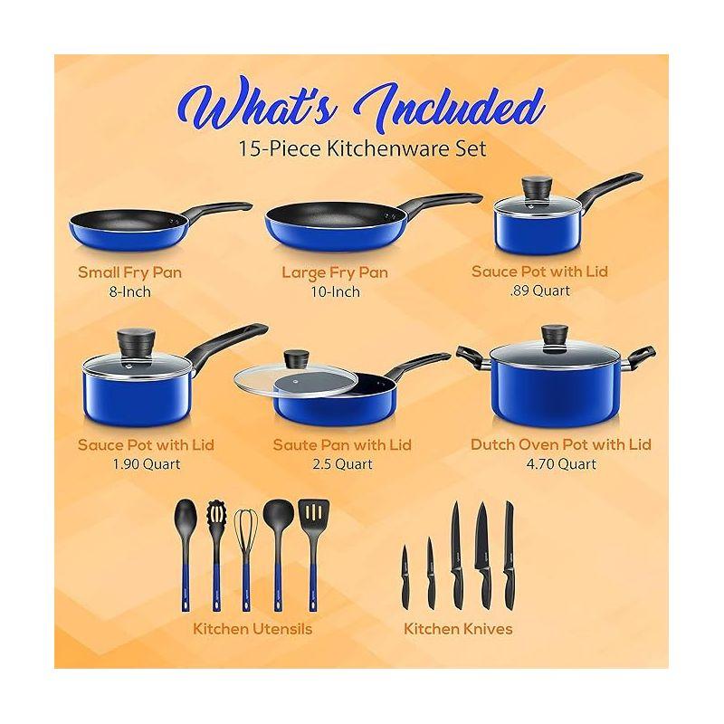 20-Piece Blue Non-Stick Aluminum Cookware Set