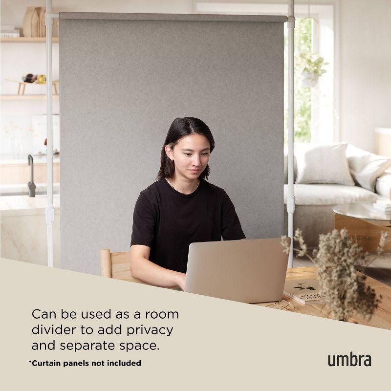 36"-66" Umbra Anywhere Curtain Rod White: Tension Mount, Metal, Smooth Finish, 5-Year Warranty, 15 lb Capacity