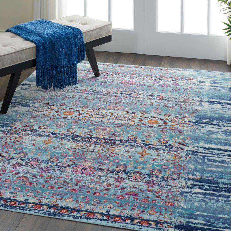 Nourison Vintage Kashan VKA02 Blue/White/Orange Indoor Area Rug - 5'3 x 7'10