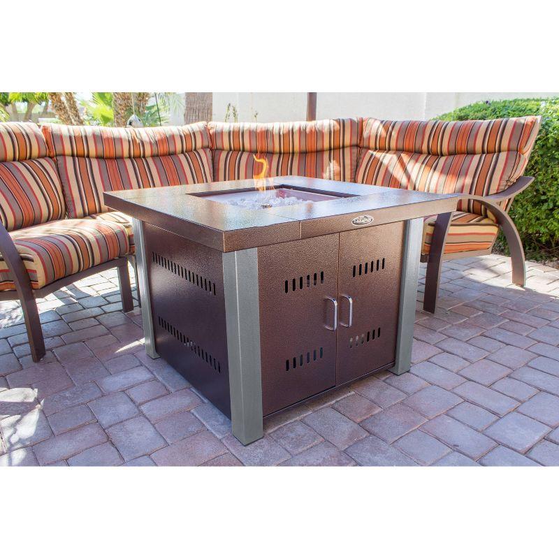 Outdoor Fire Pit in Hammered Bronze & Stainless Steel - AZ Patio Heaters: CSA Approved, 40,000 BTU, Includes Cover