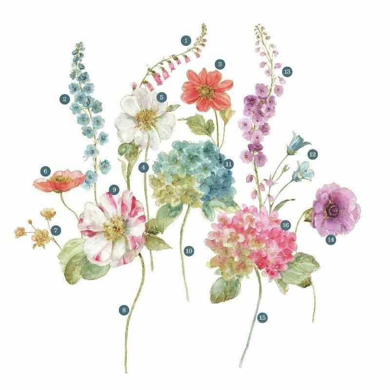 Lisa Audit Garden Flowers Peel and Stick Giant Wall Decal - RoomMates: Removable Floral Home Decor