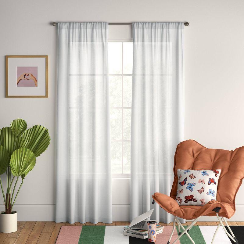 White Sheer Polyester Rod Pocket Window Panel