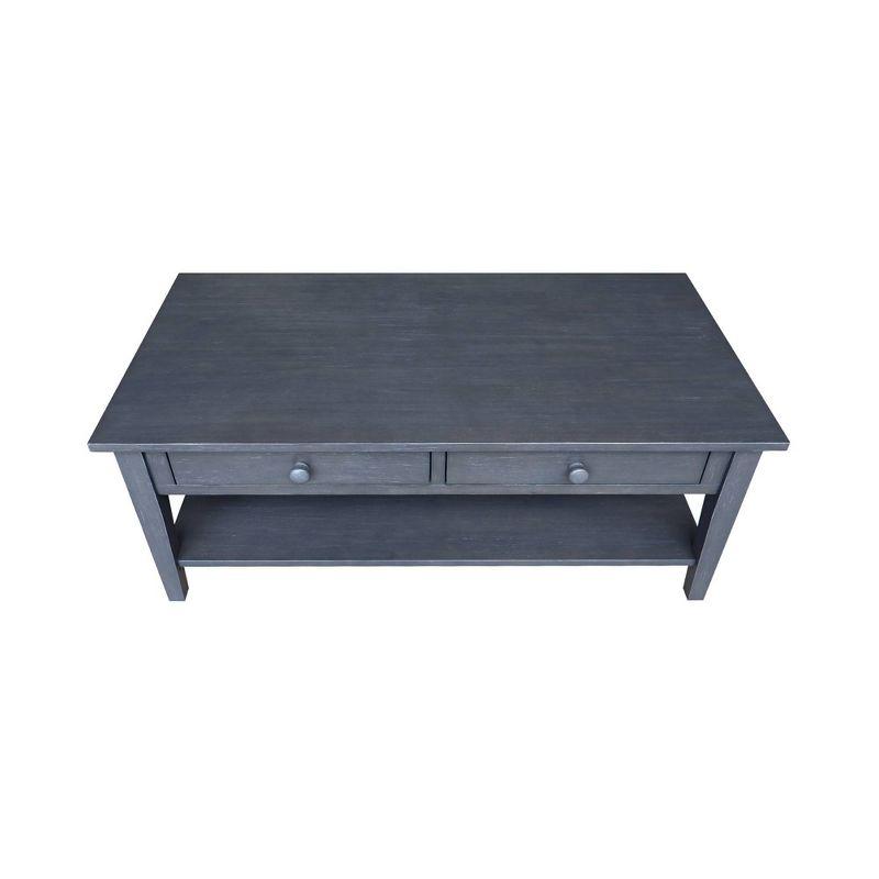 International Concepts Spencer Coffee Table Antique Washed Heather Gray: Solid Wood, Parawood, Rectangle