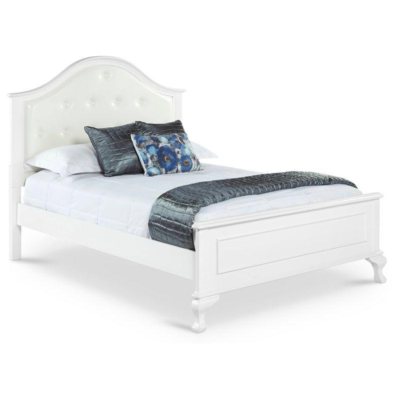 Isabella Full White Upholstered Bed with Pine Frame and Tufted Headboard