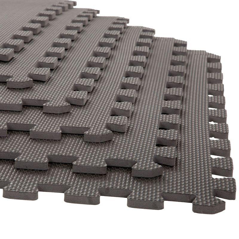 Fleming Supply Cushioned Nonslip Interlocking Foam Floor Tiles – 24" x 24" x 0.375", Gray, 6-pack