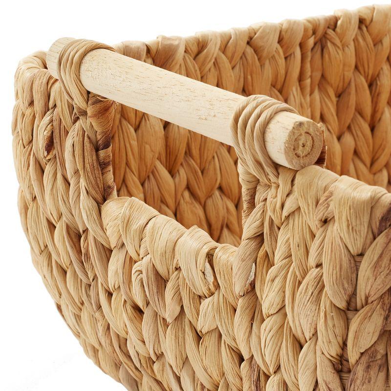 Casafield Water Hyacinth Oval Storage Basket Sets with Wooden Handles, Woven Nesting Bin Organizers