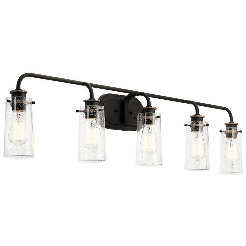 Bronze Modern 44" Vanity Light with Clear Jelly Jar Shades