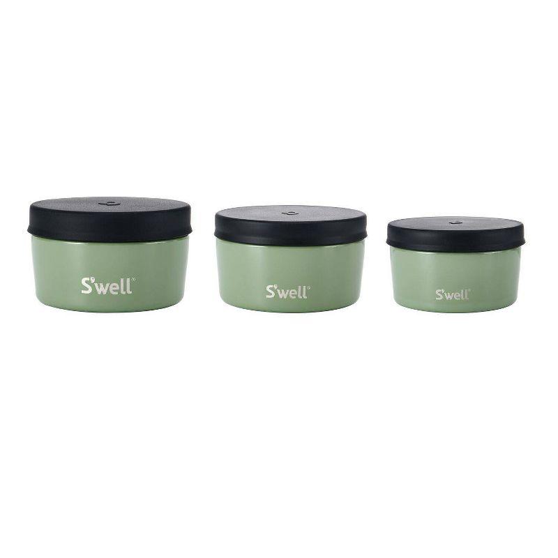 S'well Food Storage Canister Set Sage: Stainless Steel, 3-Piece Kitchen Set, Dishwasher-Safe, Silicone Lids