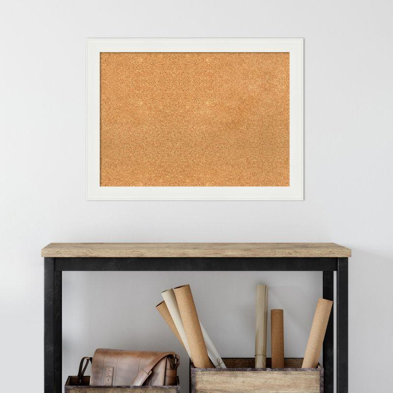 Amanti Art Vanity White Narrow Framed Corkboard, Natural Cork