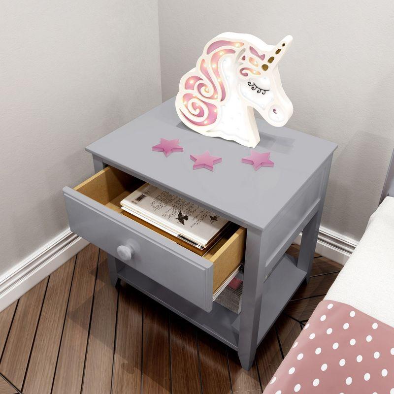 Max & Lily Nightstand with Storage Drawer, Small Solid Wood Bedside, Side Tables for Bedroom