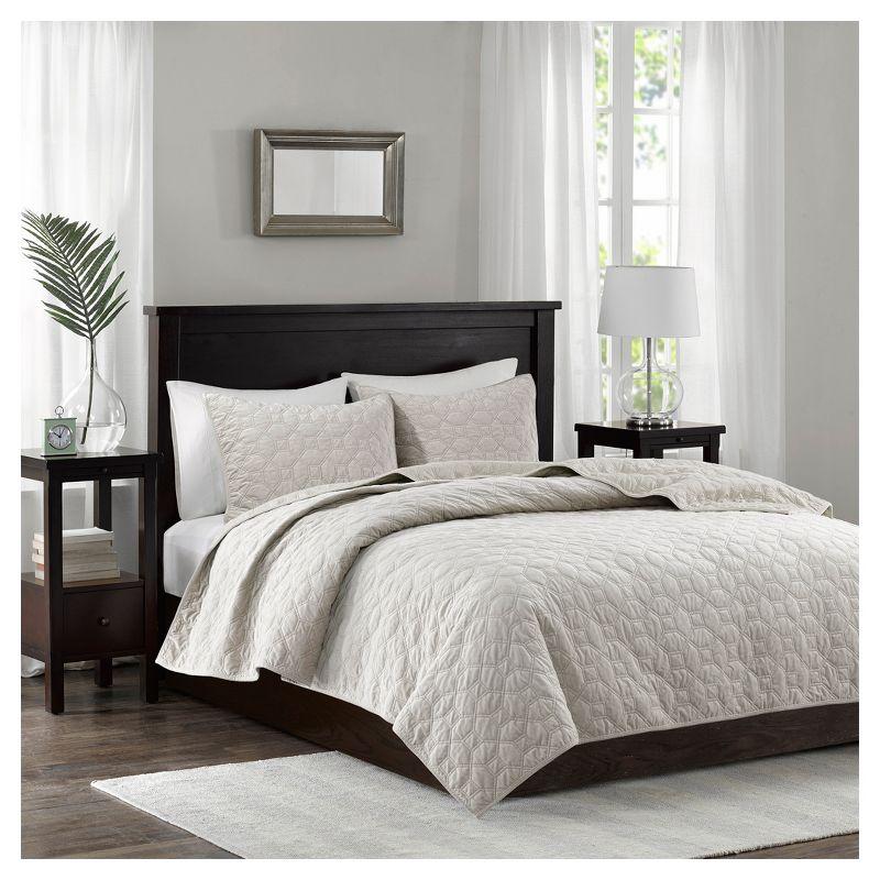Madison Park Harper 3 Piece Velvet Quilt Set