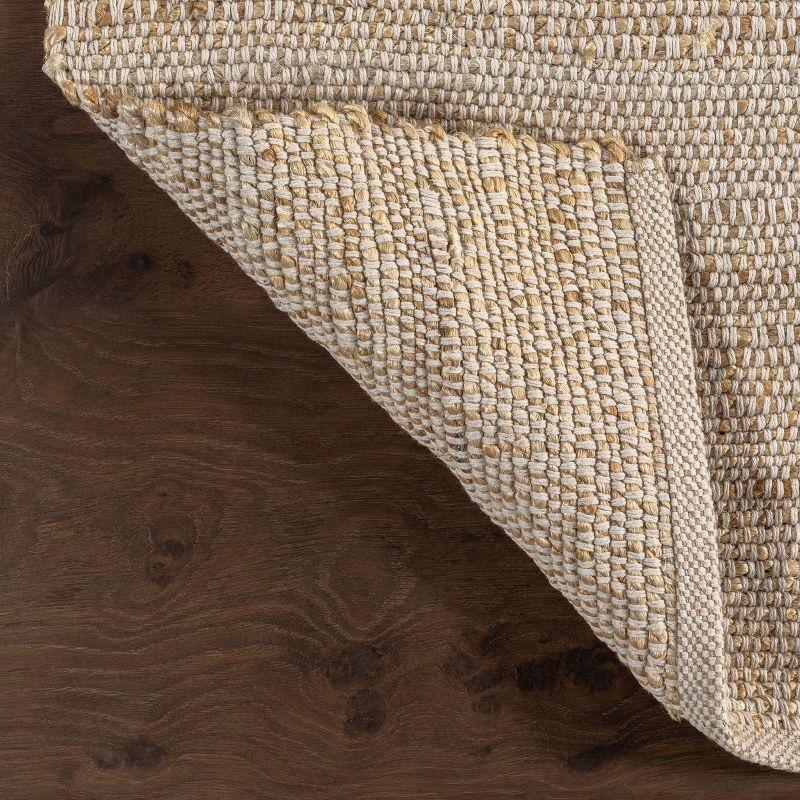 Nuloom 2x6 Elfriede Jute & Cotton Hand Woven Indoor Area Rug, Natural, Solid Rustic Farmhouse Style Natural Fiber Bedroom, Living Room,