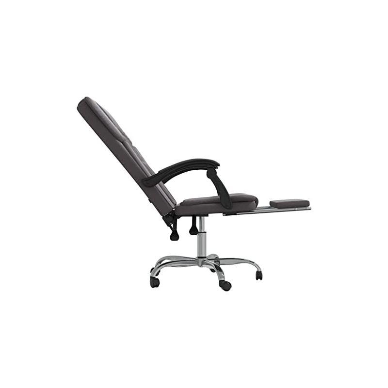 vidaXL Reclining Office Chair- Adjustable, Swivel Design with Rolling Castors, Grey Faux Leather, Metal and Plywood Frame