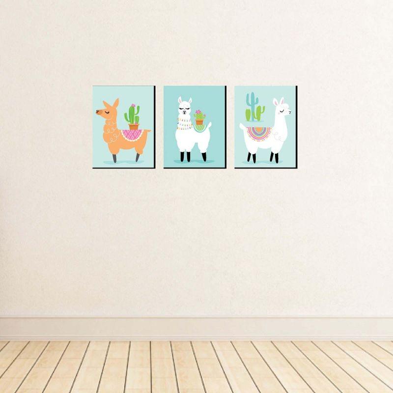 Big Dot of Happiness Whole Llama Fun - Nursery Wall Art, Kids Room Decor and Llama Fiesta Home Decor - Gift Ideas - 7.5 x 10 inches - Set of 3 Prints