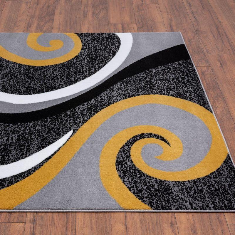 Abstract Swirls Red Synthetic 5' x 7' Area Rug