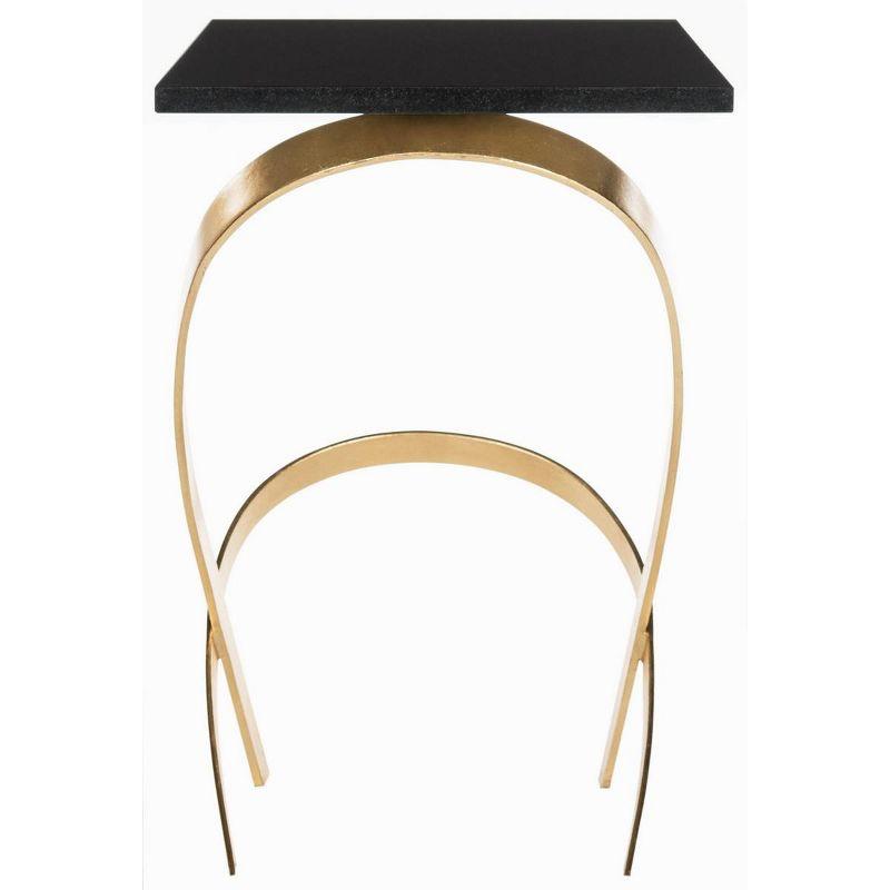 Dovie Gold Leaf Glass Top Side Table - Black - Safavieh.