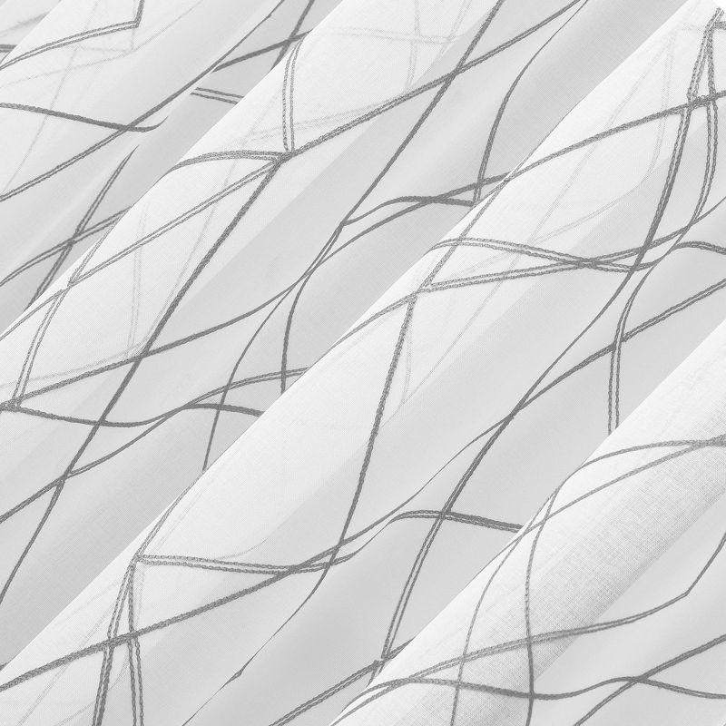 50"x96" No. 918 Light Filtering Abstract Geometric Embroidery Rod Pocket Curtain Panel Gray: Modern Indoor Decor