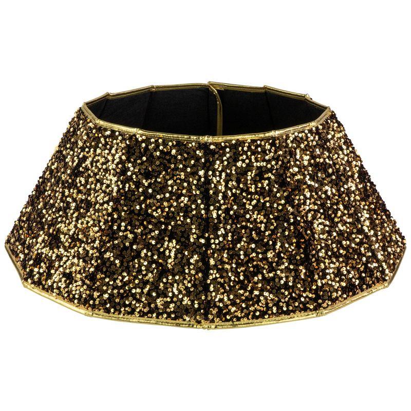 Gold Sequins Hexagonal Christmas Tree Collar with Metallic Trim