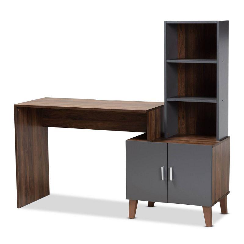 Contemporary Jaeger Two-Tone Walnut and Grey Wood Desk with Storage