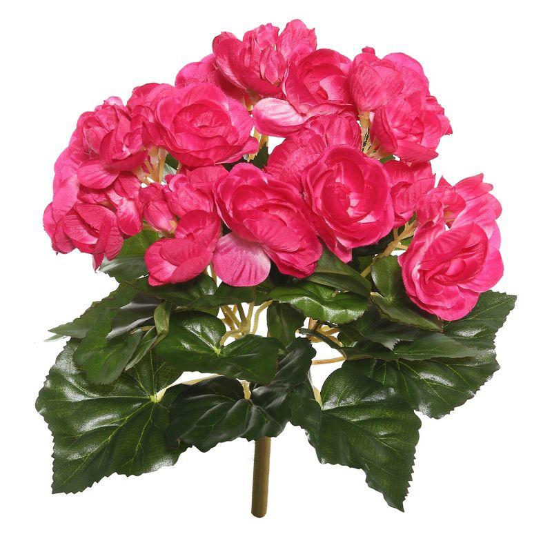 Lifelike Hot Pink Begonia Bush in Polyester 9.5"