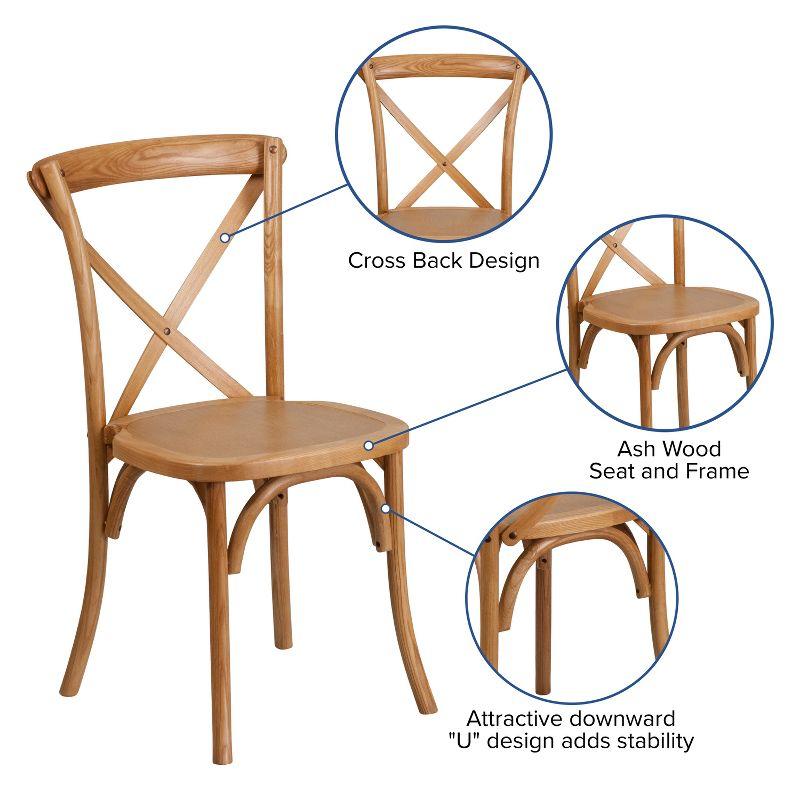 Oak Wood Cross Back Stackable Dining Chair