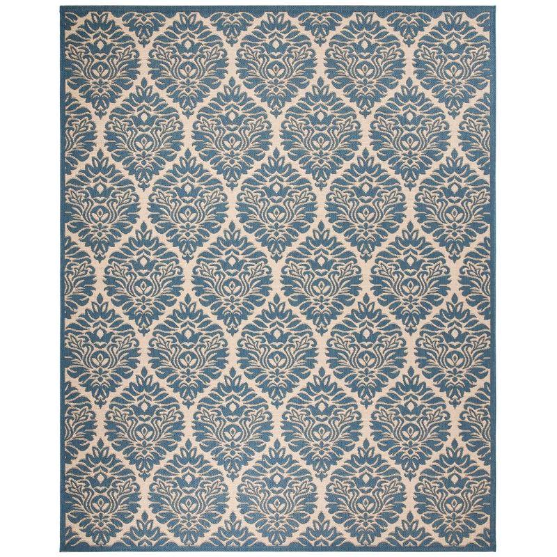 Cream and Blue Medallion Synthetic 8' x 10' Area Rug