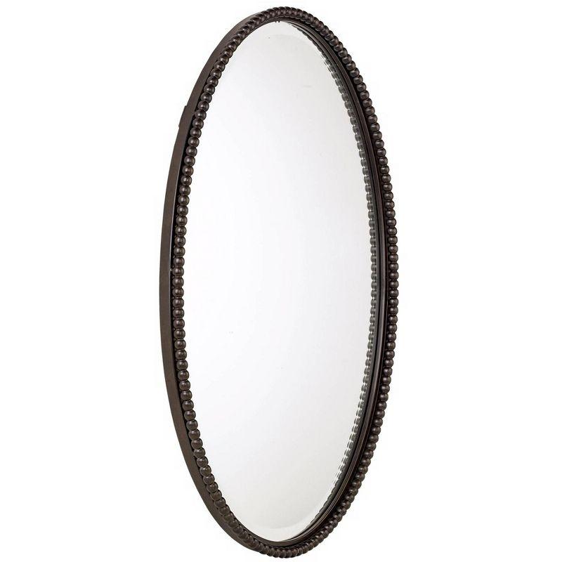 Uttermost Oval Vanity Decorative Wall Mirror Vintage Brown Beveled Oil Rubbed Bronze Beaded Frame 22" Wide for Bathroom Bedroom