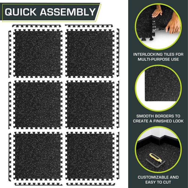 Black and Grey 3/4-Inch Rubber Top Exercise Puzzle Mat