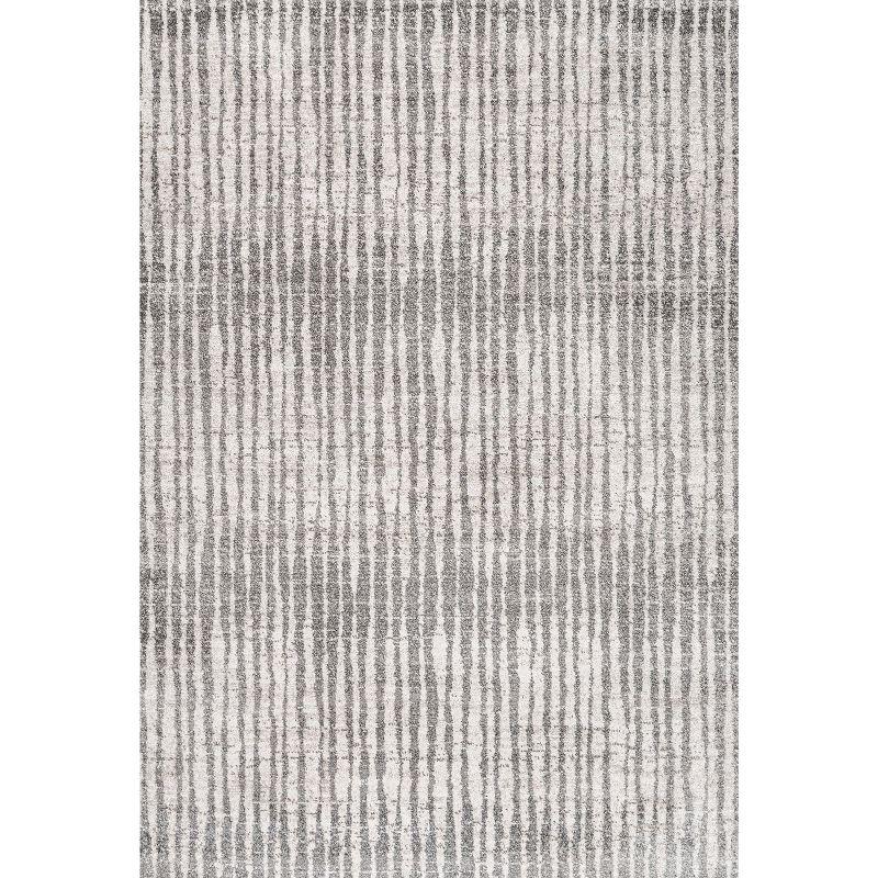 3'x5' Skoura Modern Bold Stripe Area Rug, Beige/Dark Gray - JONATHAN Y