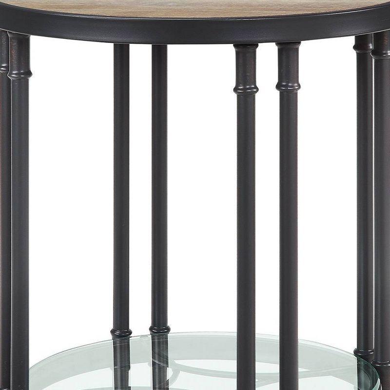 Acme Furniture Brantley 22" 1 Tier Shelf Accent Table Oak and Sandy Black: Round Beveled Edge, No Assembly Required