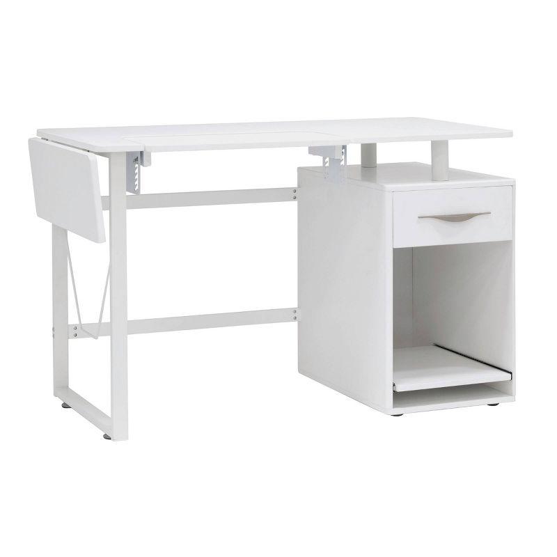 White Pro Line Craft and Sewing Table with Storage Cabinet