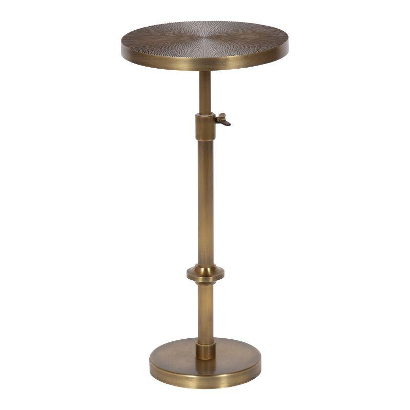 Engles Gold Adjustable Metal Drink Table with Sunburst Pattern