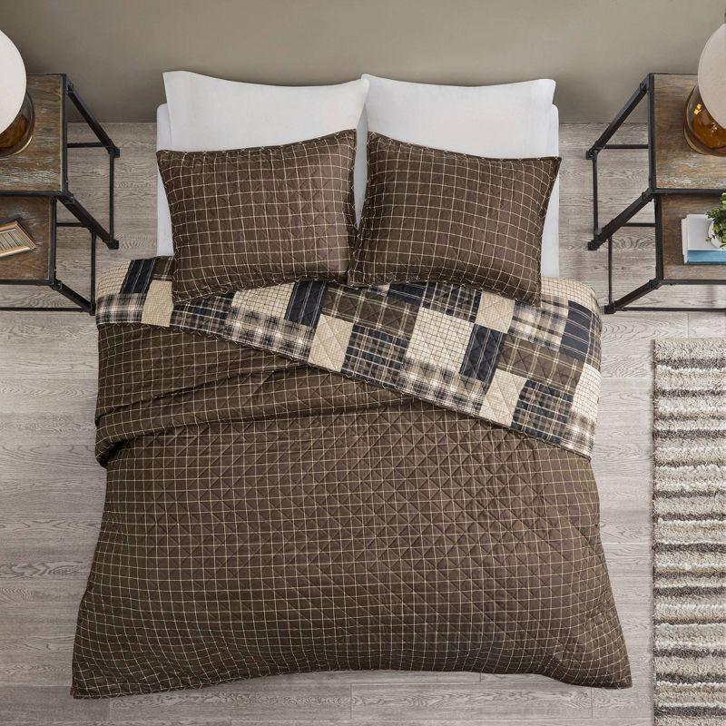 Timber Black/Brown Reversible Microfiber Full Quilt Set