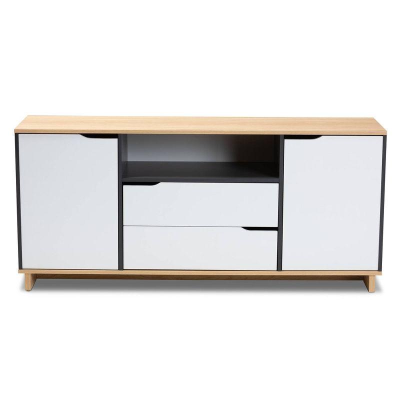 Reed 2 Door Wood Dining Room Sideboard Oak/Gray - Baxton Studio: Modern Storage Credenza with 5 Shelves & 2 Drawers