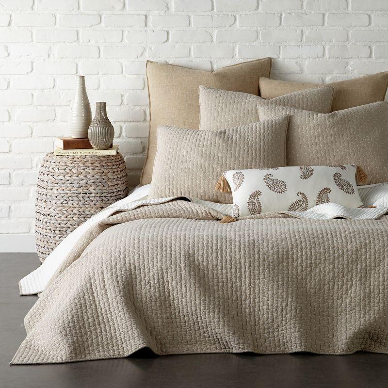 Cross Stitch Taupe Full/Queen Quilt Set