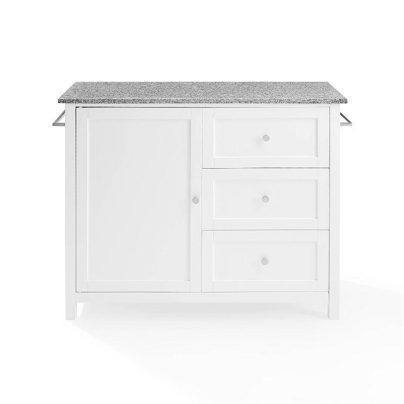 White Granite Top Kitchen Island with Storage and Wheels