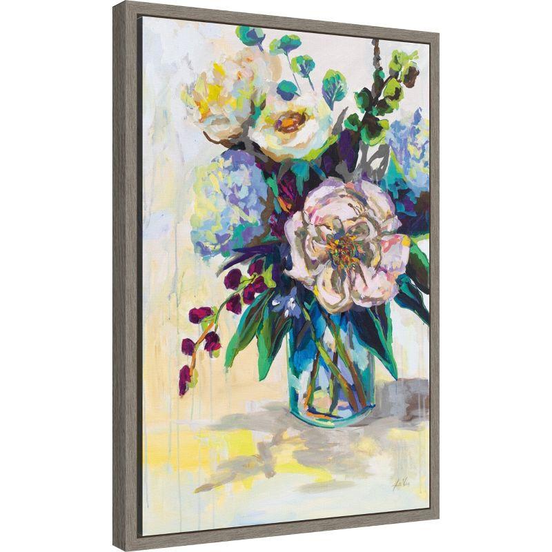 Amanti Art Glowing on White (Bouquet in Vase) by Jeanette Vertentes Canvas Wall Art Print Framed 16 x 23-in.