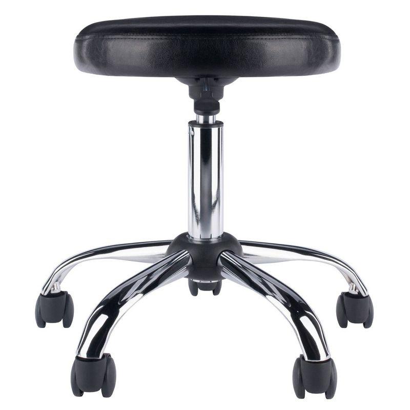 Clark Adjustable Height Swivel Bar Stool with Cushion Black - Winsome: Chrome Base, Office & Desk Chair with Casters