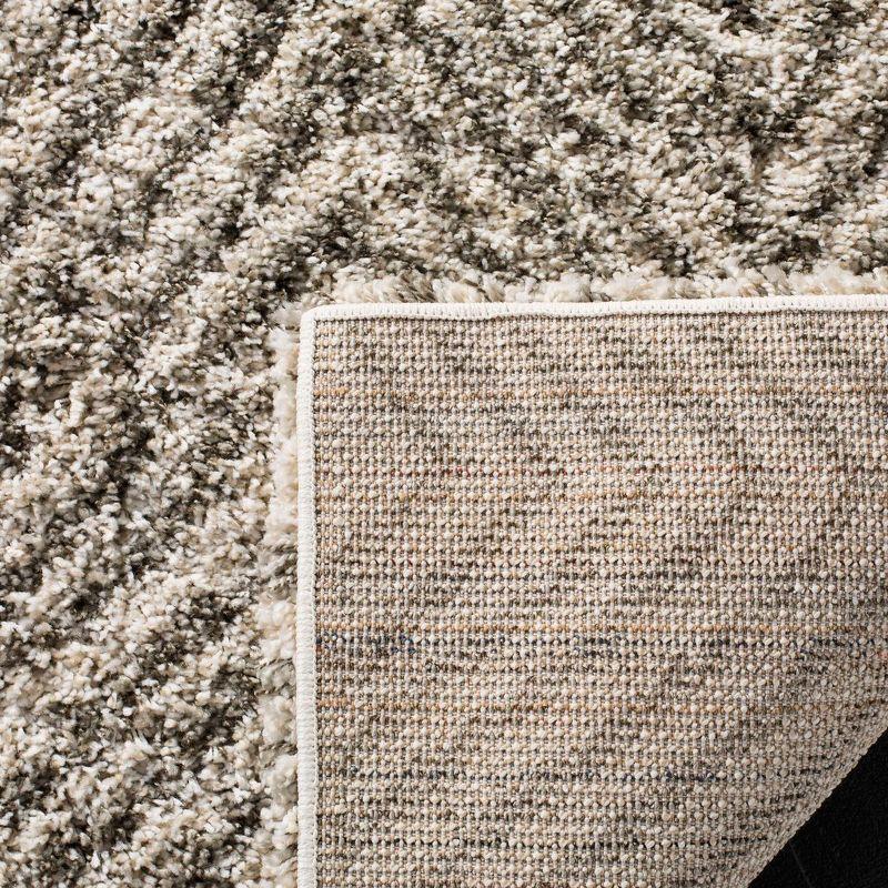 Ivory and Grey High Pile Shag Runner Rug